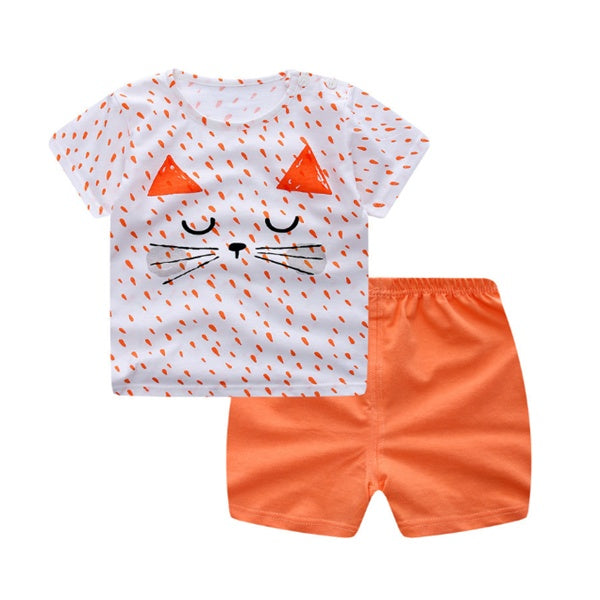 "Baby Cartoon Clothing Set Summer T-Shirt and Shorts for Boys and Girls"
