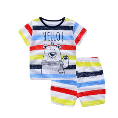 "Baby Cartoon Clothing Set Summer T-Shirt and Shorts for Boys and Girls"