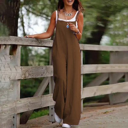 Plus Size Women’s Sleeveless Casual Jumpsuit with Pockets
