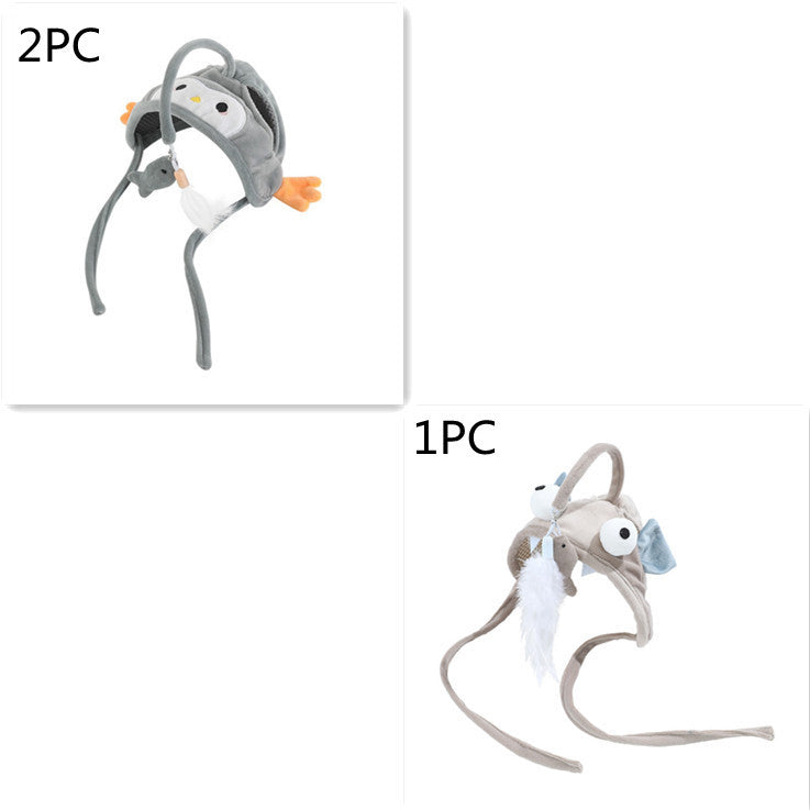 Head-Wear Feather Cat Toy Stick