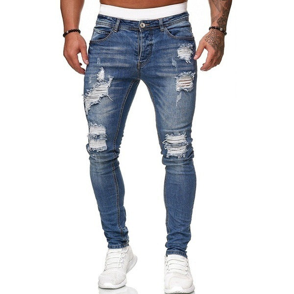 Men’s Ripped Skinny Jeans – Vintage Slim Fit Denim