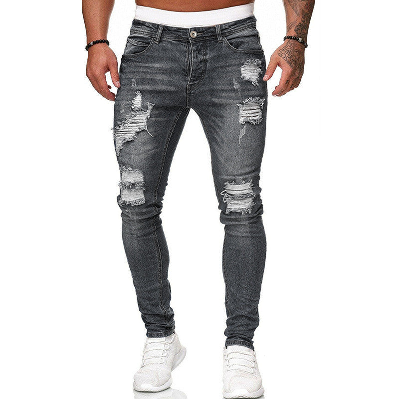Men’s Ripped Skinny Jeans – Vintage Slim Fit Denim