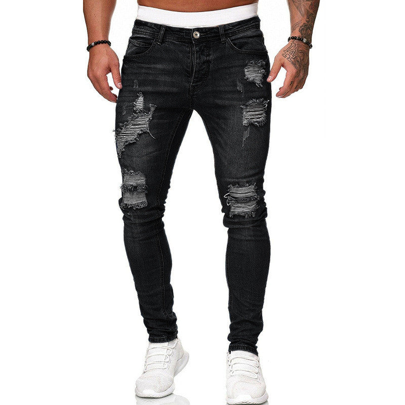 Men’s Ripped Skinny Jeans – Vintage Slim Fit Denim