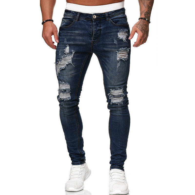 Men’s Ripped Skinny Jeans – Vintage Slim Fit Denim