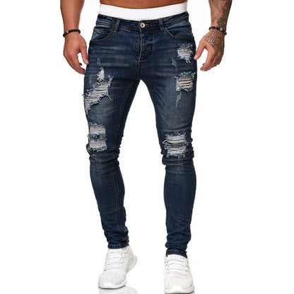 Men’s Ripped Skinny Jeans – Vintage Slim Fit Denim