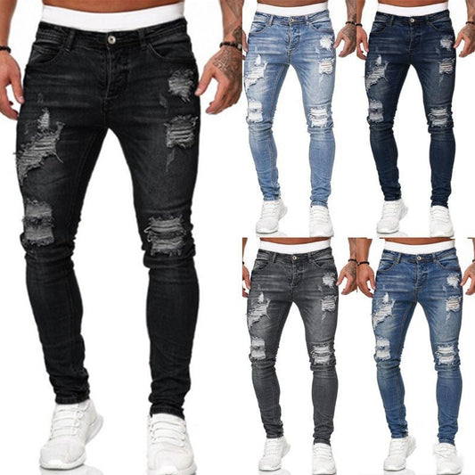 Men’s Ripped Skinny Jeans – Vintage Slim Fit Denim