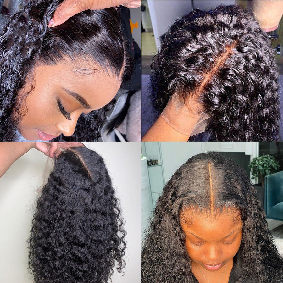 Long Curly Human Hair Wig Set