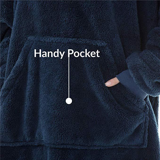 Wearable Blanket Hoodie – Oversized Fleece Sweatshirt with Big Pocket