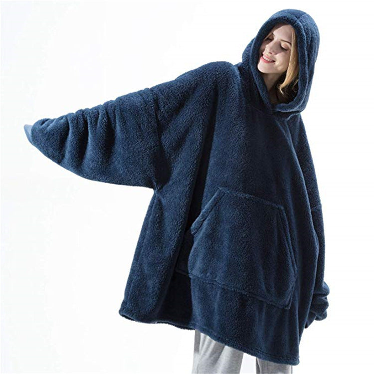 Wearable Blanket Hoodie – Oversized Fleece Sweatshirt with Big Pocket
