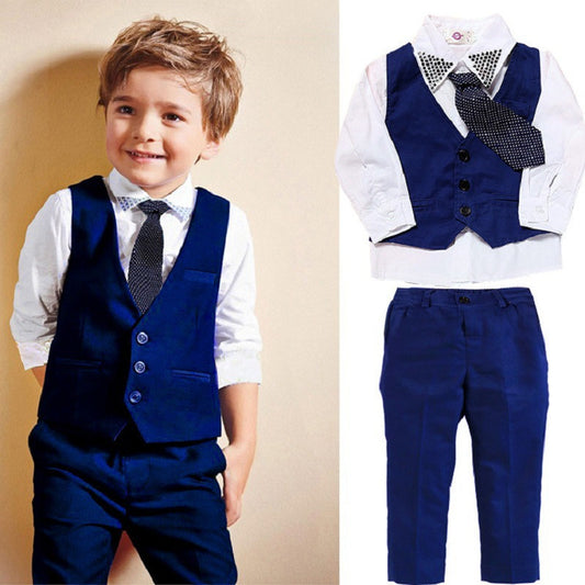 "Boys Gentleman Suit Set Casual Vest Outfit for Kids"
