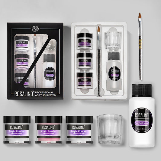 Professional Acrylic Nail Powder System Kit – Nail Art Tool Set with Glass Cup, Acrylic Liquid & Manicure Extensions