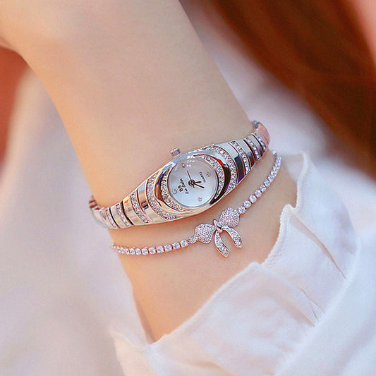 Ladies Gold Diamond Watch – Full Rhinestone Bracelet
