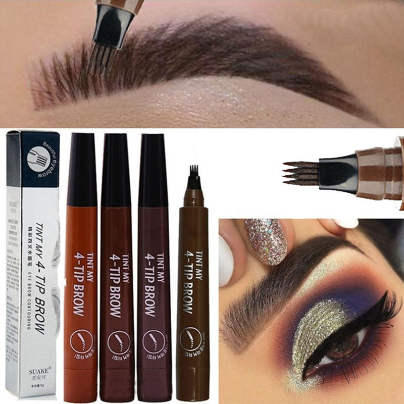 4-Prong Liquid Eyebrow Pencil – Natural Waterproof Brow Pen