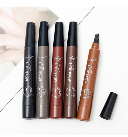 4-Prong Liquid Eyebrow Pencil – Natural Waterproof Brow Pen