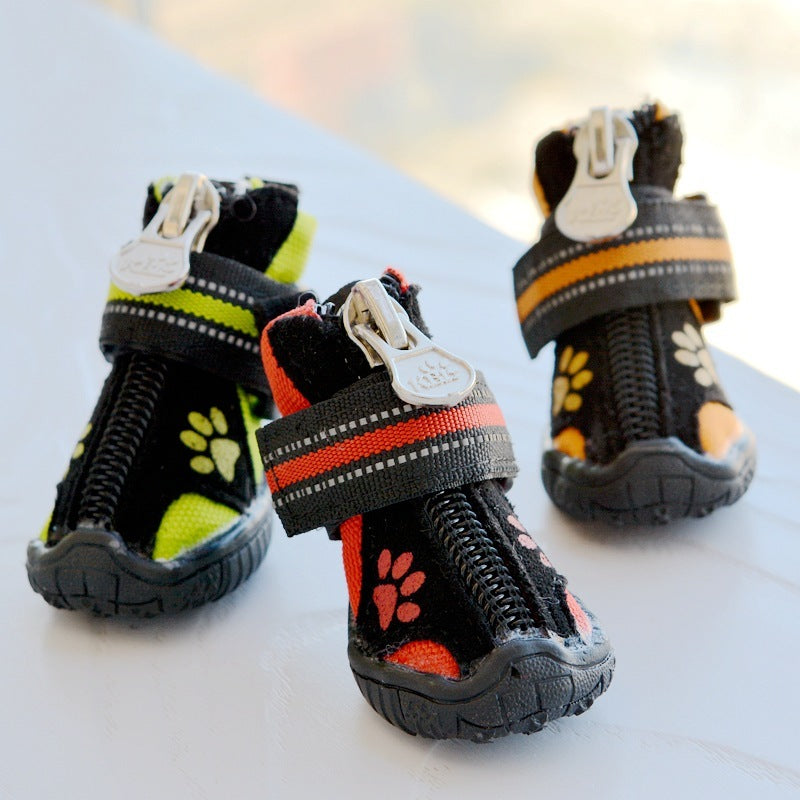 Suede Cotton Dog Shoes – Printed Winter Boots for Medium & Large Dogs