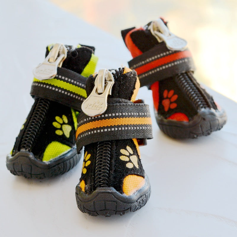 Suede Cotton Dog Shoes – Printed Winter Boots for Medium & Large Dogs