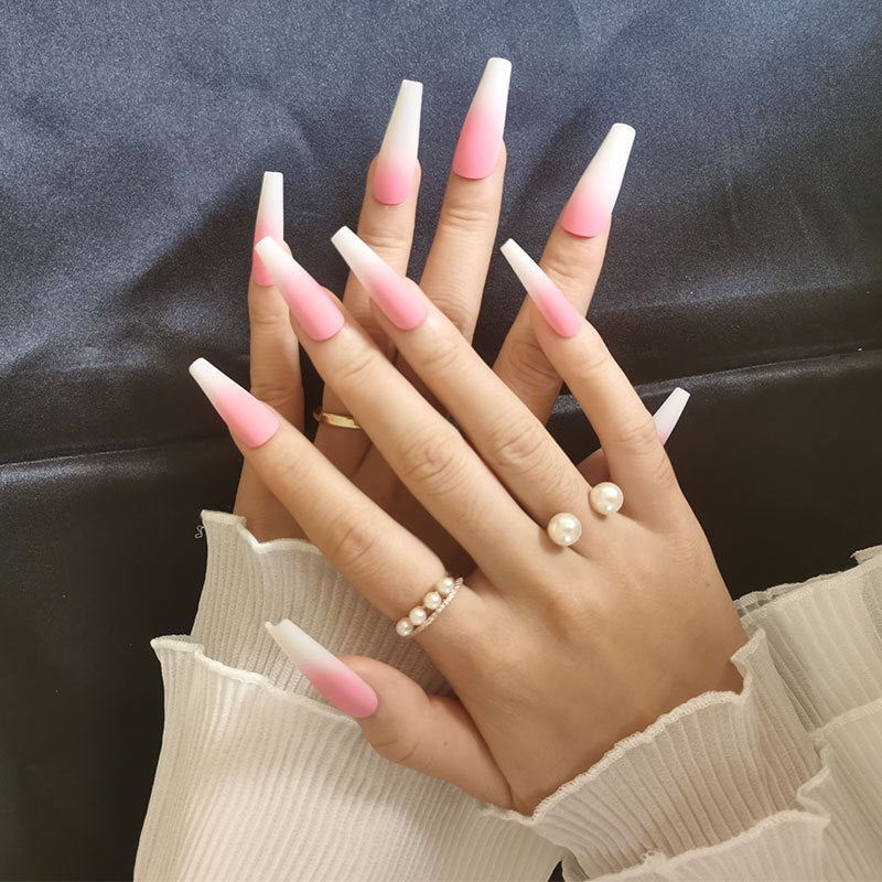 Long Ballet Nails – Flat & Pointed Water Droplet Design, Stylish False Nail Tips