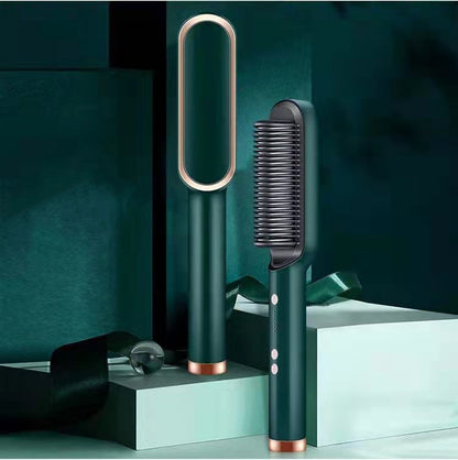 2-in-1 Hair Straightener & Curling Hot Comb – Electric Hair Brush
