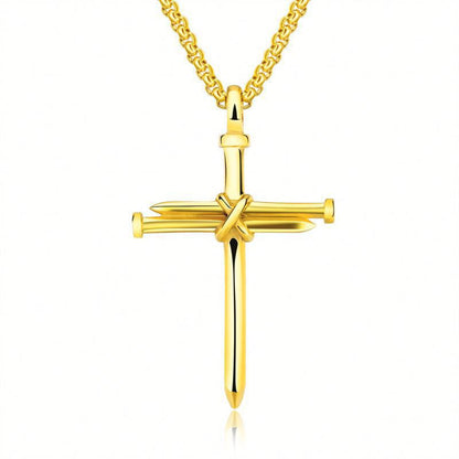 Steel Black & Gold Cross Unisex Necklace – Jewelry Gift