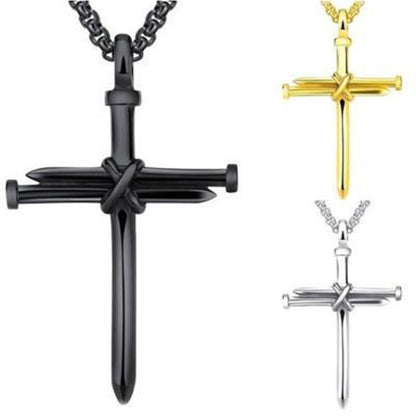 Steel Black & Gold Cross Unisex Necklace – Jewelry Gift