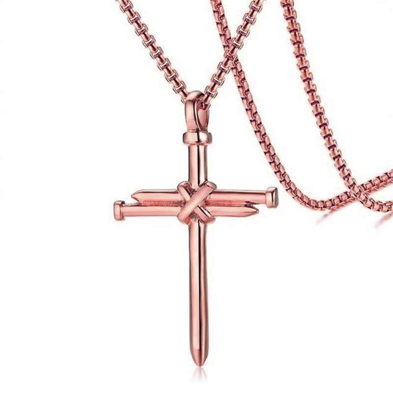 Steel Black & Gold Cross Unisex Necklace – Jewelry Gift