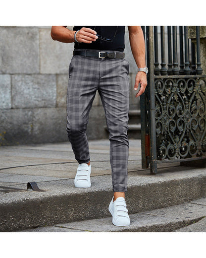 Men’s Plaid Print Casual Trousers
