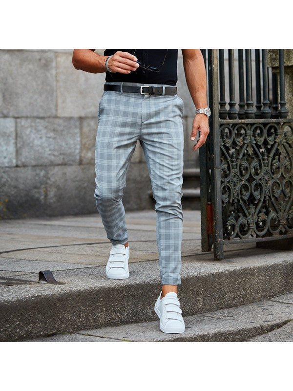 Men’s Plaid Print Casual Trousers