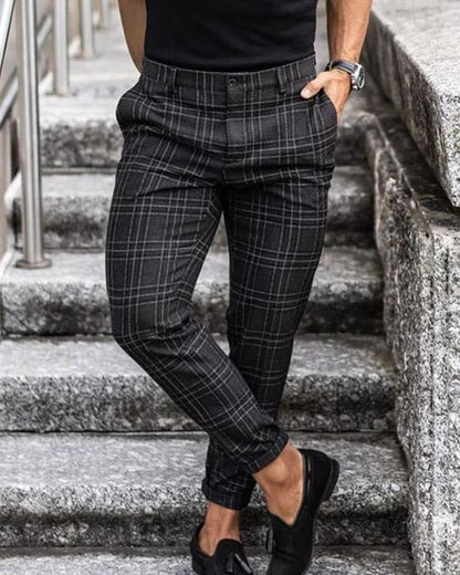 Men’s Plaid Print Casual Trousers