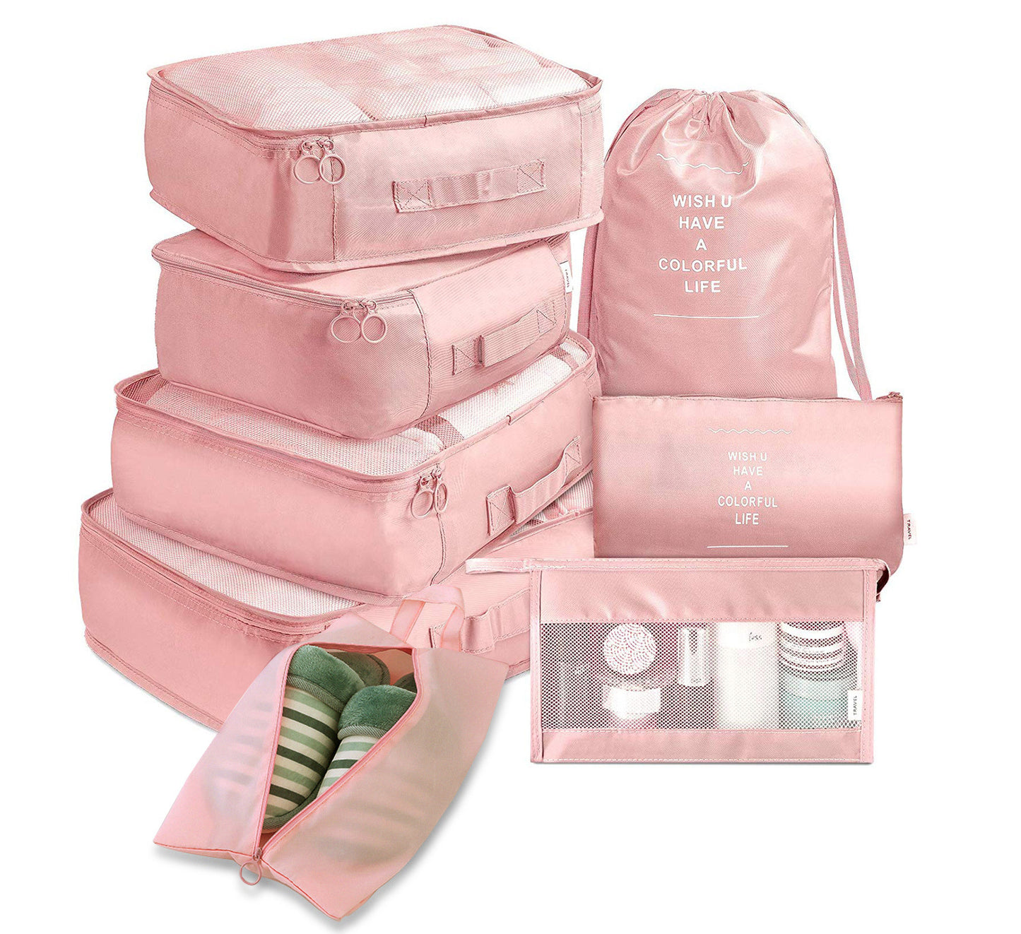 8pcs Travel Packing Cubes – Luggage Organizer Set for Clothes, Shoes & Underwear