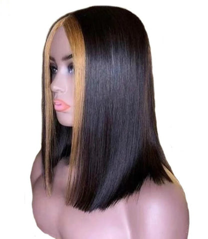 Front Lace Straight Human Hair Wig – Short European & American Style