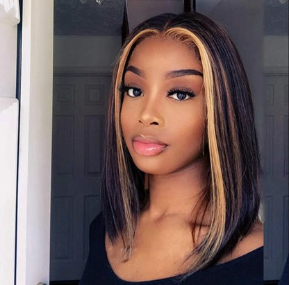 Front Lace Straight Human Hair Wig – Short European & American Style