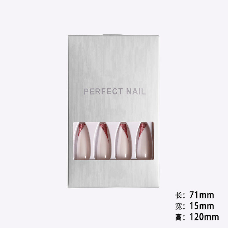 Rose Gold French Manicure False Nails – Long Ballet Press On Nails with Beveled Edge (Boxed)