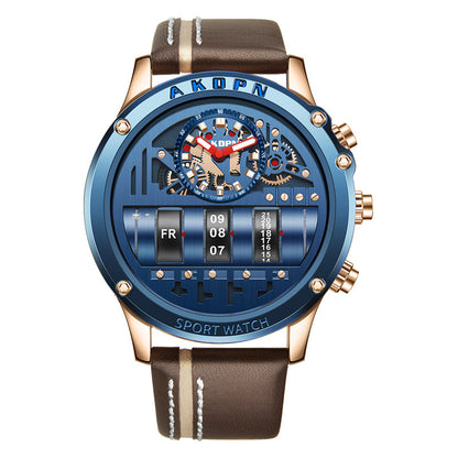 Unique Leather Watch Black Silver
