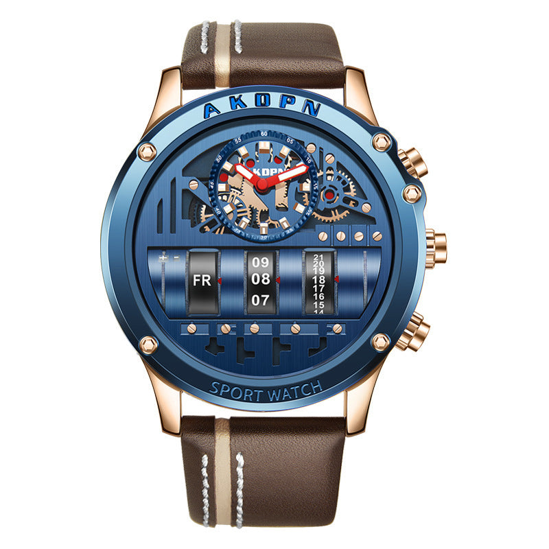 Unique Leather Watch Black Silver