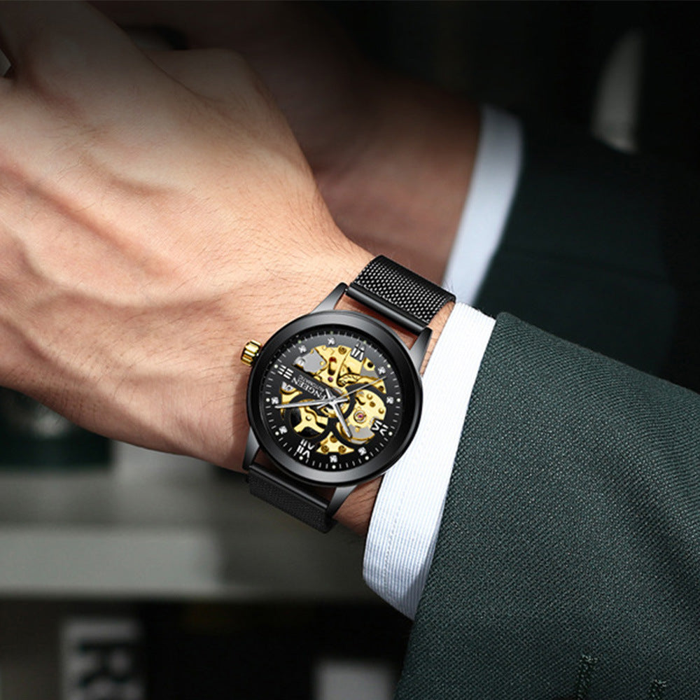 Luxury Luminous Mechanical Watch – Waterproof Steel Band