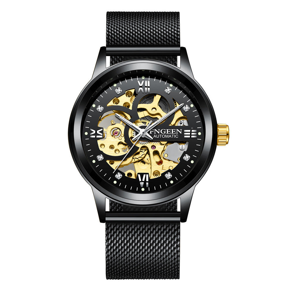 Luxury Luminous Mechanical Watch – Waterproof Steel Band