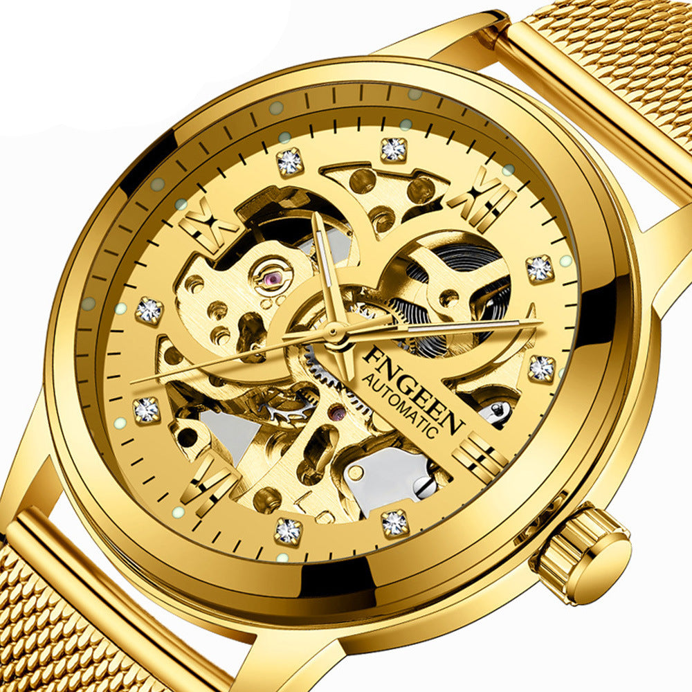 Luxury Luminous Mechanical Watch – Waterproof Steel Band