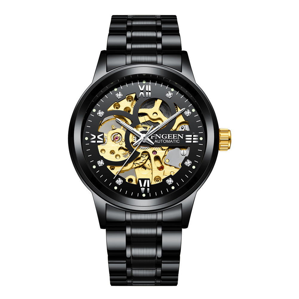 Luxury Luminous Mechanical Watch – Waterproof Steel Band