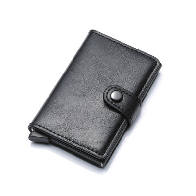 RFID Vintage Men’s Wallet – Aluminum Card Holder with Leather Cover