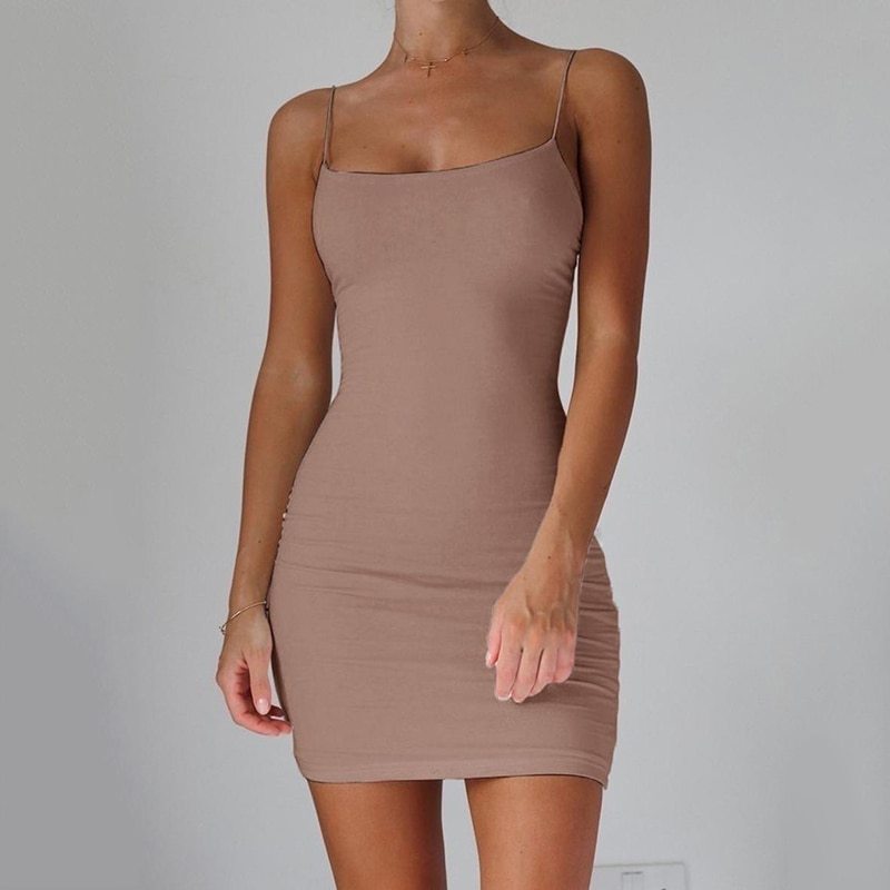 Women's Solid Color Halter Bodycon Mini Dress