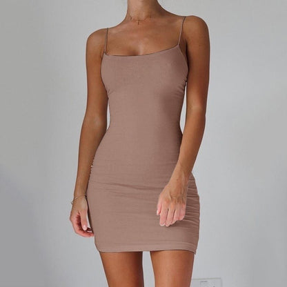 Women's Solid Color Halter Bodycon Mini Dress