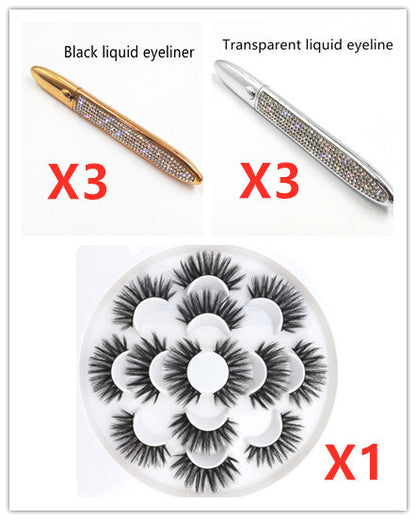 Self-Adhesive False Eyelashes with Multicolor Eyeliner – No Glue Needed