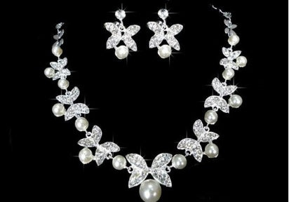 Butterfly Pearl Bridal 3-Piece Jewelry Set