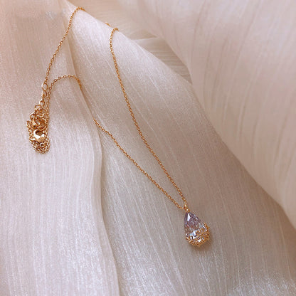 Crystal Water Drop Pendant Necklace – Adjustable Jewelry Gift