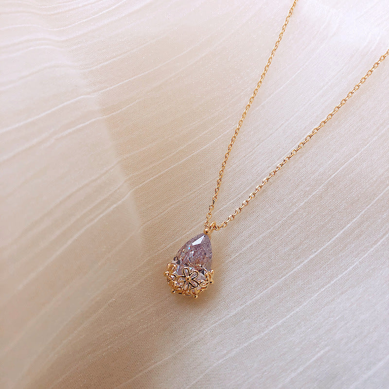 Crystal Water Drop Pendant Necklace – Adjustable Jewelry Gift
