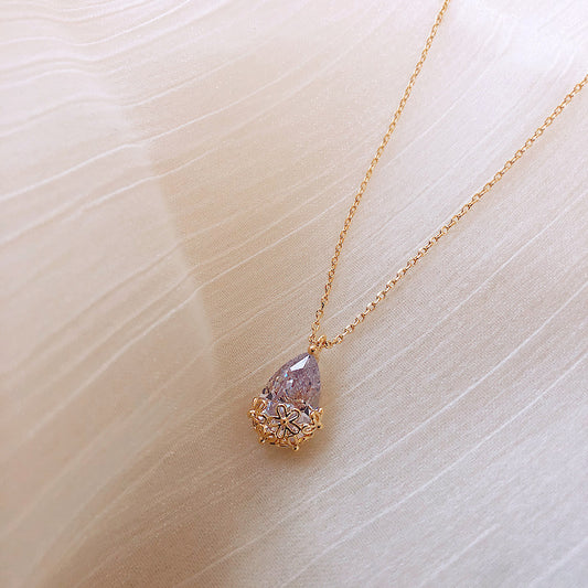 Crystal Water Drop Pendant Necklace – Adjustable Jewelry Gift