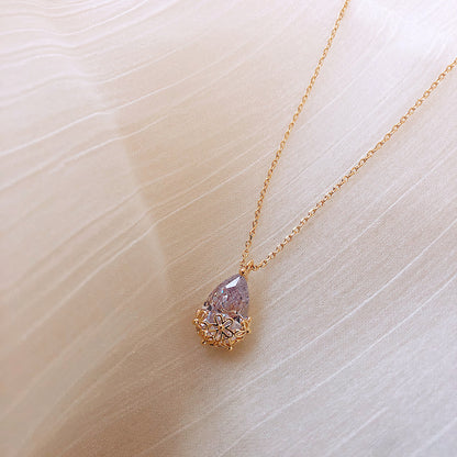 Crystal Water Drop Pendant Necklace – Adjustable Jewelry Gift
