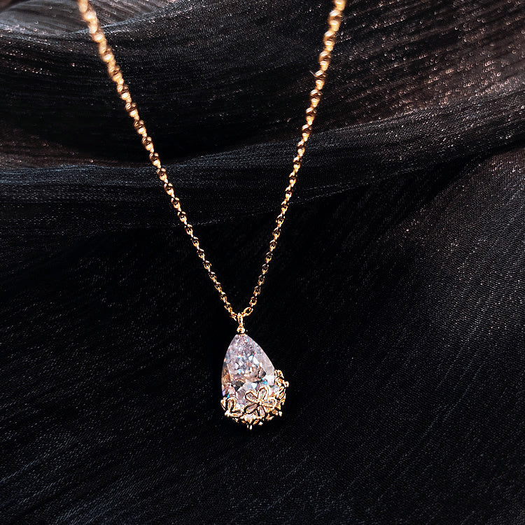 Crystal Water Drop Pendant Necklace – Adjustable Jewelry Gift