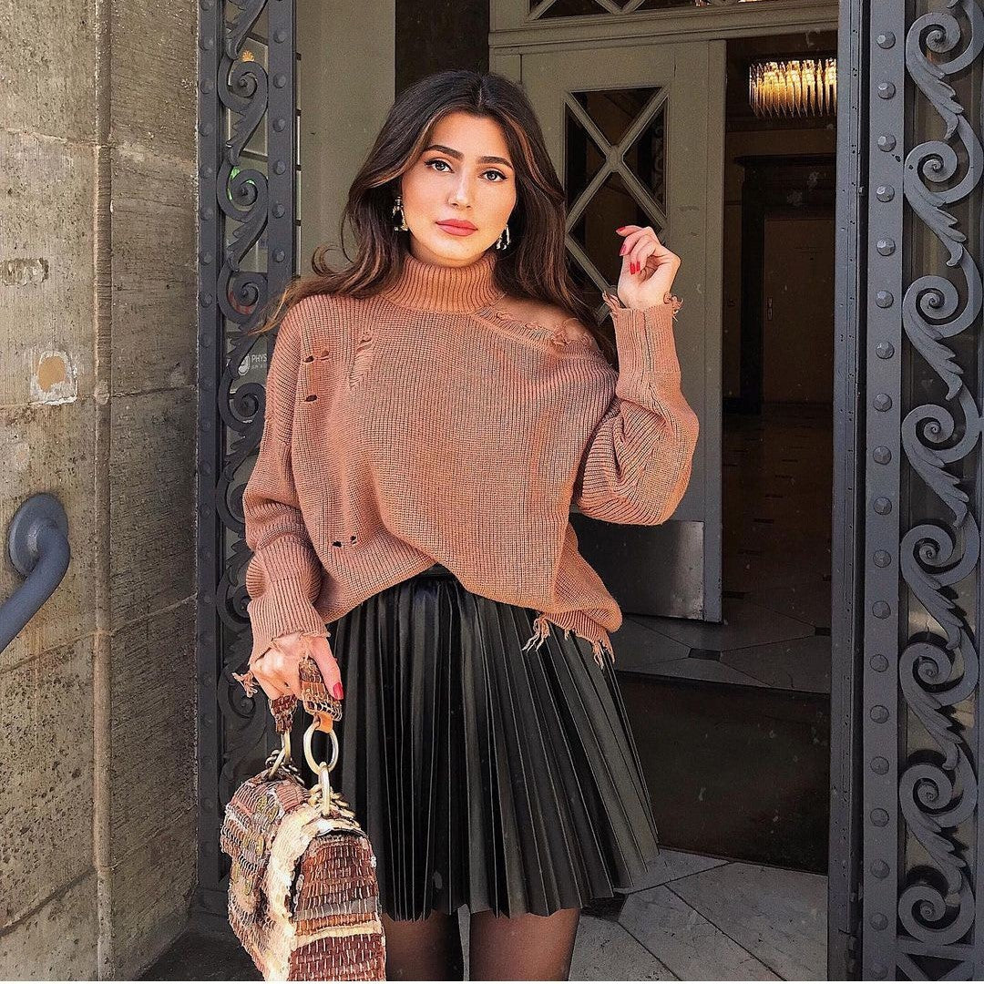 Women’s Draped Pleated Knitted Mini Skirt