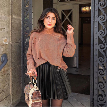 Women’s Draped Pleated Knitted Mini Skirt